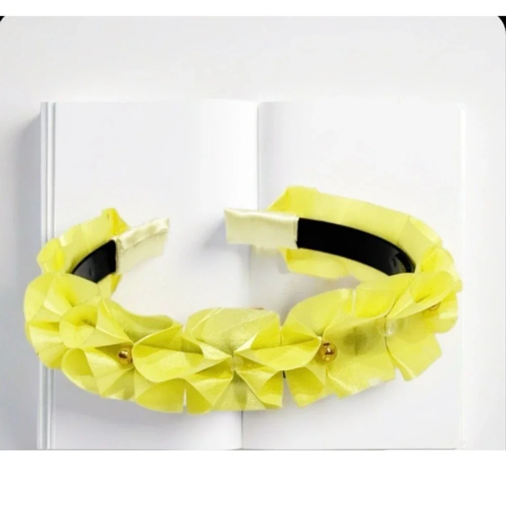 New Headband Yellow with decorative flowers for girls